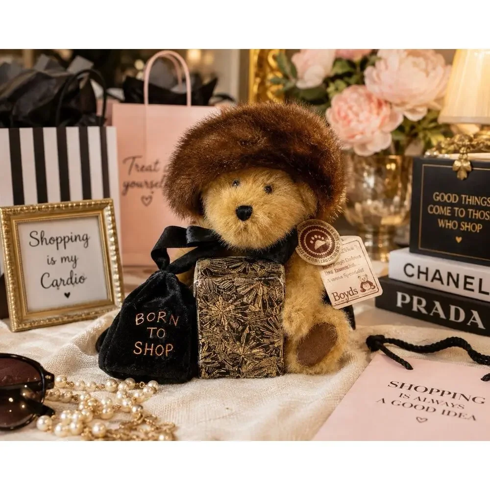Boyds Bears Ivanna Spendalot #903401 8” Born to Shop Bear 2002 w/ Tags